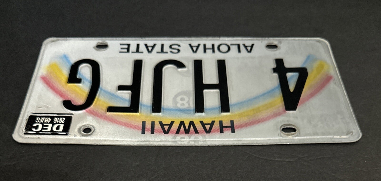 2016 Hawaii — 4 HJFG — Vanity License Plate w/Sticker, ALOHA STATE