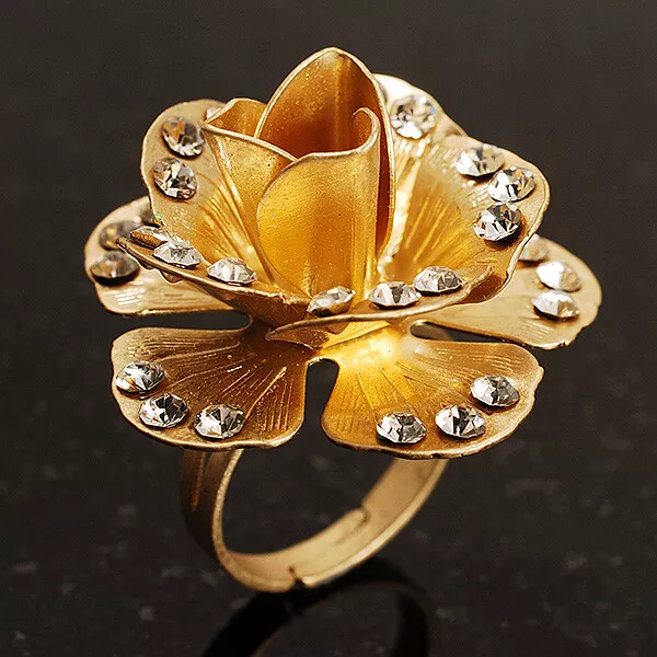 Golden Flower Signet Gold Ring