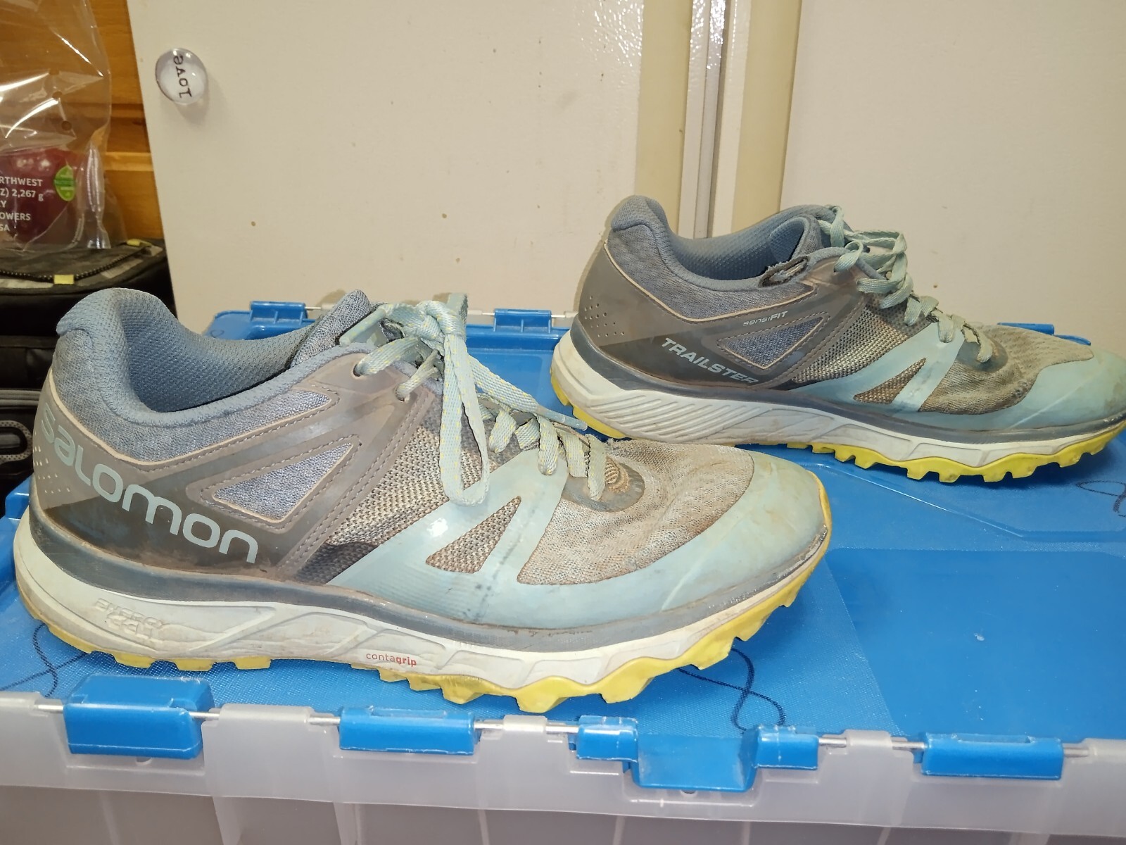Scarpe da trekking Salomon Trailster Gtx da uomo blu grigio trail running 407892 US 9 5