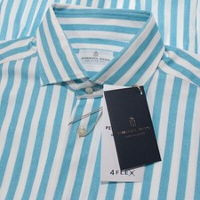 Emanuel Berg NWT Byron Casual Button Down Shirt Size 41 16 M/L Blue/White Stripe