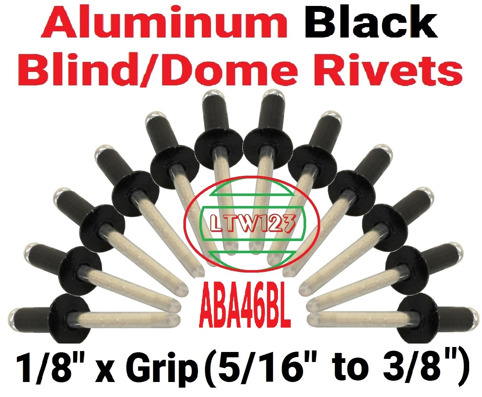 (50) Black Aluminum Rivets 1/8" x (grip 5/16" 3/8") ABA46 eBay