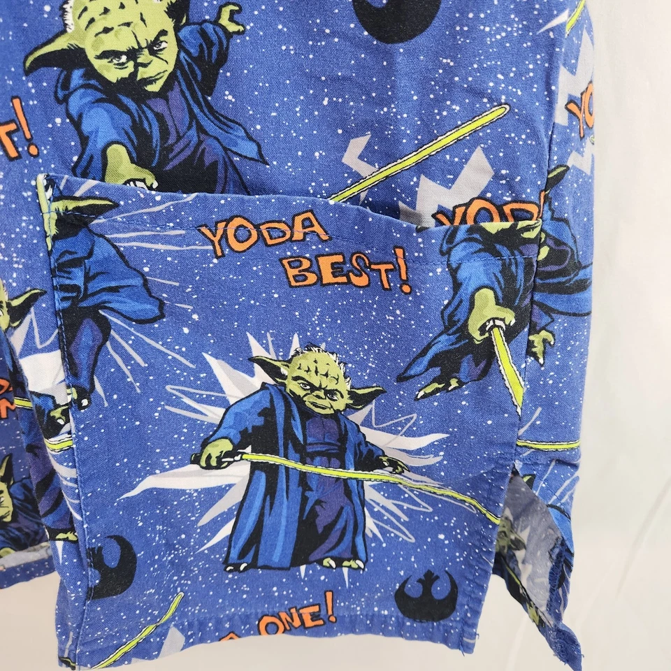 Star Wars Yoda Men's XS Extra Small Scrub Top Yoda Man Best Nursing Medical Blue - Image 4 of 4
