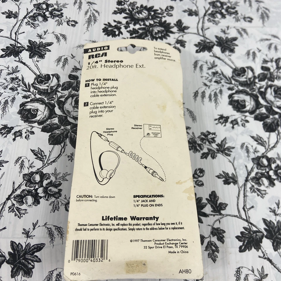 Cable de extensión de auriculares estéreo RCA AH80 - 20 pies 1/4" AH80 - stock antiguo sin abrir Foto 4 de 4