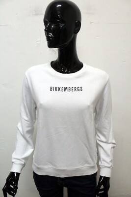 Bikkembergs Damen Sweatshirt Größe L Weiße Sweatshirt Pullover