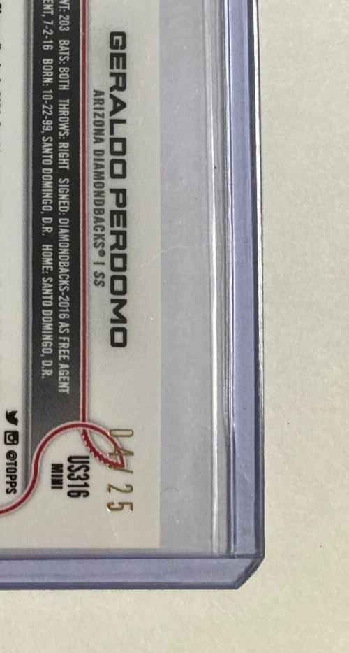 2022 Topps Baseball Mini Pink #4/25 Geraldo Perdomo #US316 Arizona Diamondbacks - Image 2 of 3