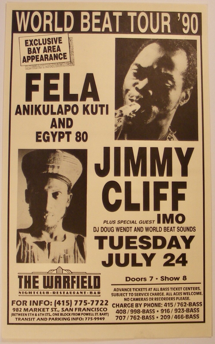 FELA ANIKULAPO KUTI & EGYPT 80, JIMMY CLIFF World Beat Tour '90