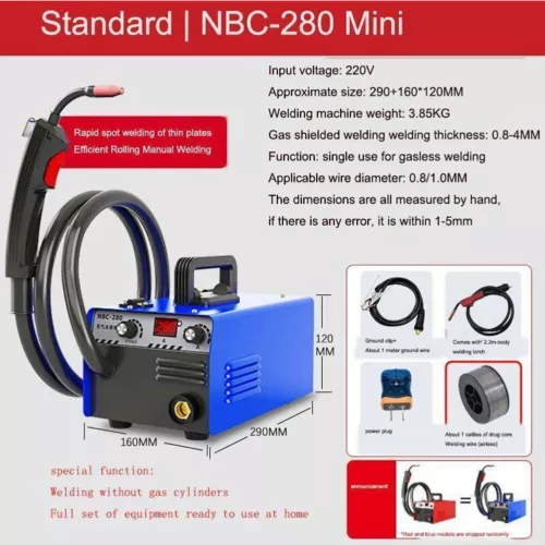 Máquina de soldadura láser pequeña de mano mini NBC-280 protección contra gas dióxido de carbono - Imagen 5 de 9