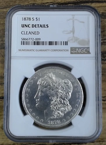 1878-S Morgan Silver Dollar NGC graded UNC Detail cleaned
