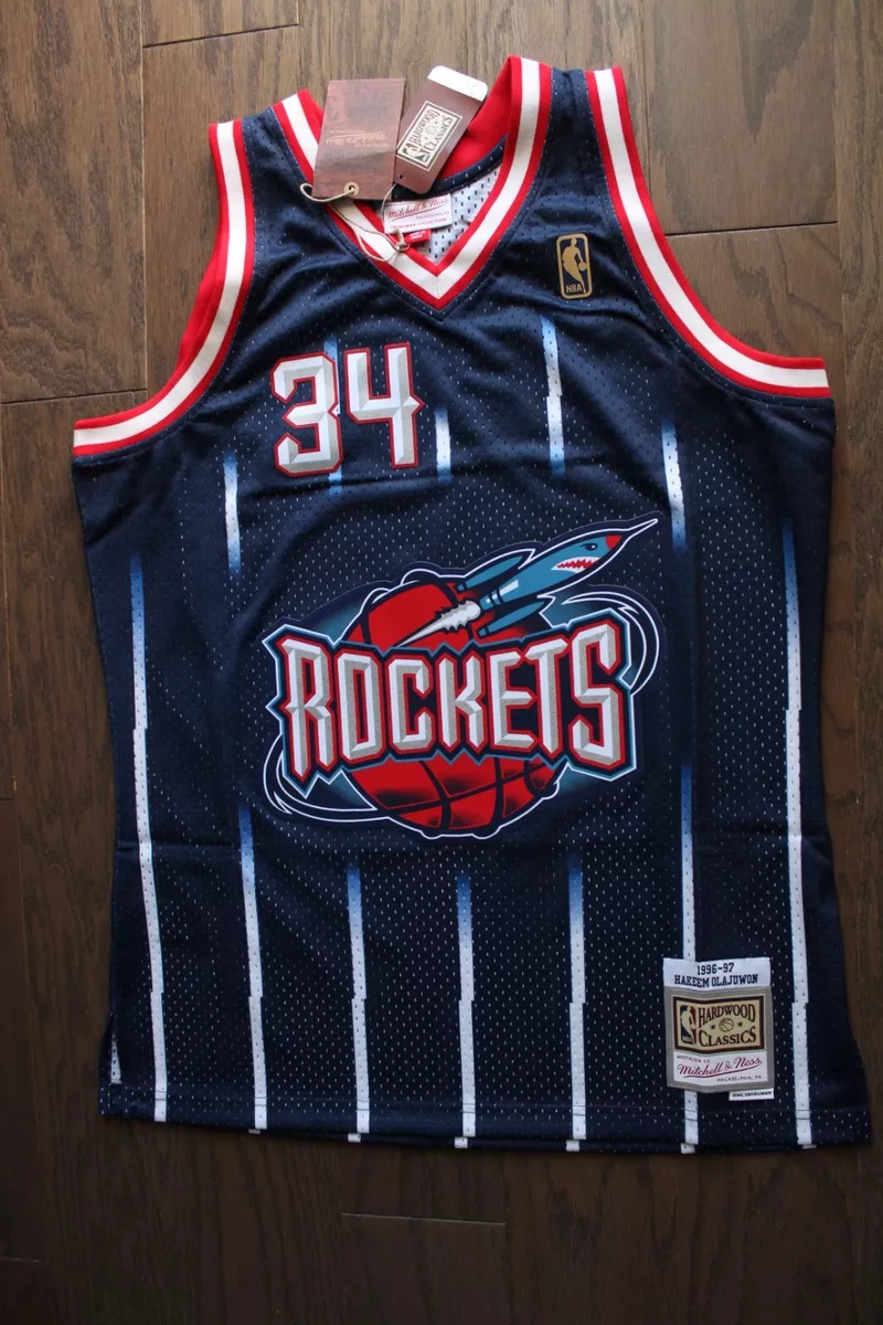 Mitchell & Ness Mens Swingman Jersey Houston Rockets 1996-97 Hakeem Olajuwon, Navy Blue / S