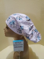 Stitch and Angel Women's Euro/Chef Surgical Scrub Hat/Cap Handmade