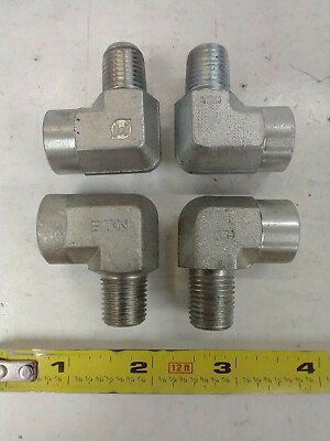 5502-04-04 1/4'' FNPT TO 1/4'' MNPT STEEL 90° ELBOW FITTINGS (LOT OF 4) 