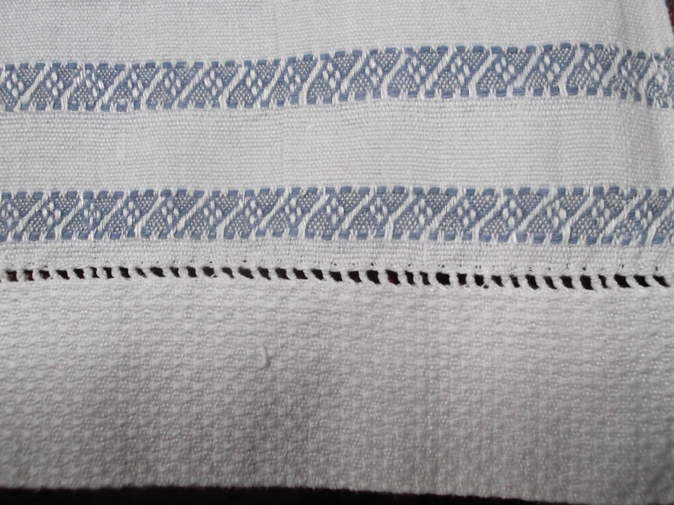 Lot de 3 grands Torchons anciens professionnels à  liteaux bleus - 115/48 cm - Photo 3/4