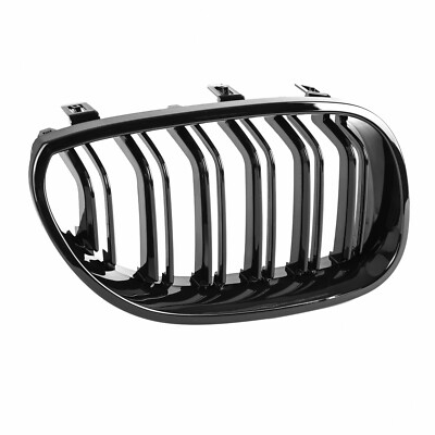 Hengjiayao E60 Nieren Schwarz Kühlergrill Streifen passend für BMW 5er E60 E61 M5 2003–2009 Doppelsteg Front Nieren Gitter Schwarz Glanz Kühler Rippen Grill Links Rechts(For 5er E60 2003-2009