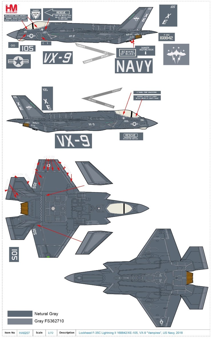 Hobby Master 1/72 HA6207 F-35C Lightning II USN VX-9 Vampires