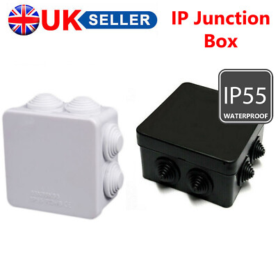 IP ABZWEIGDOSE 85X85X50MM WASSERDICHT IP55 SCHWARZ GRAU FÜR AUSSEN CCTV KLEMME