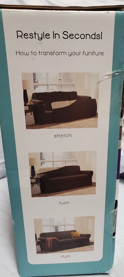 Funda protectora para sofá de 2 piezas de gamuza chocolate elástica Zenna SmartFit 70"-105" Foto 4 de 4