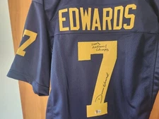 Michigan Wolverines Donovan Edwards AUTOGRAPHED Jersey 2023 National Champs COA