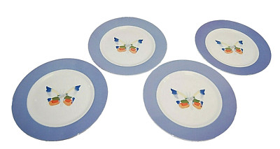 Lynns China Farfalla Purple Rim Butterfly Design 10.5'' Dinner Plates x 4  S9681