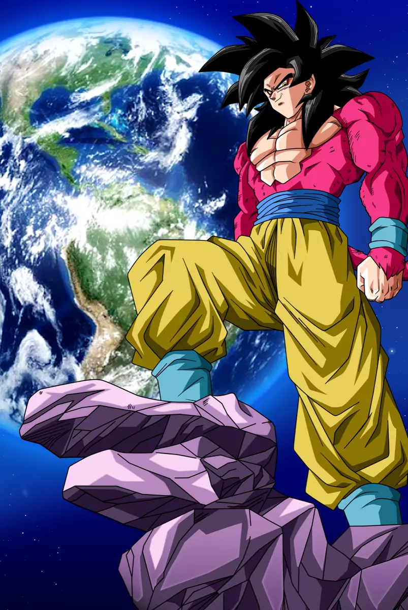 Dragon Ball GT Poster Goku SSJ4 on a rock with Earth 12inx18in Free Shipping