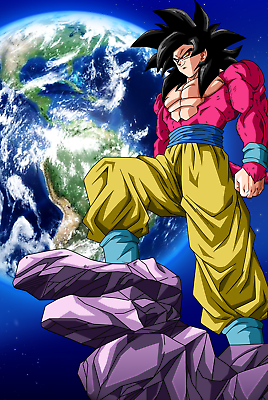 Dragon Ball GT Poster Goku SSJ4 with Earth Background 12in x18in