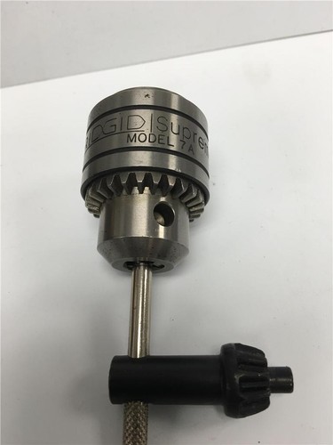 RIDGID USA SUPREME 5/16" Drill Chuck Model 7A 3/8"-24 Threaded Mount & Key Set - Picture 2 of 3