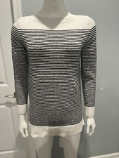 LOFT Outlet Striped Black White Sweater Small petite