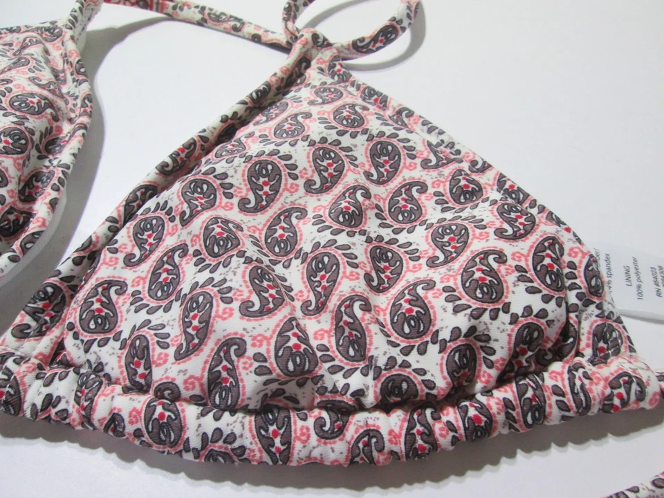 Top de bikini Athleta para mujer talla XS blanco multi triángulo forrado halter cachemira natación Foto 3 de 4