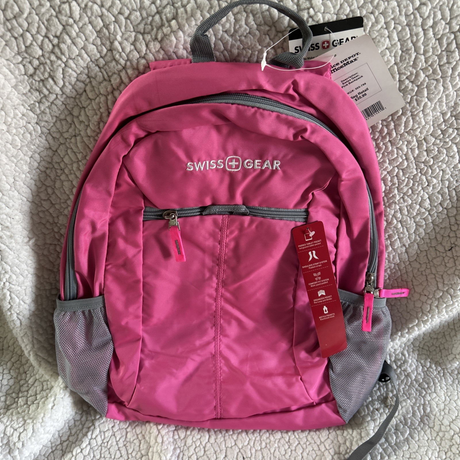 NEW Swiss Gear  Comfort Fit 17" Slim Tablet Pink  Backpack