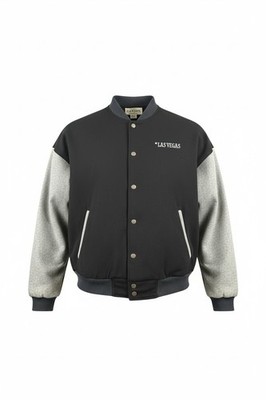 CANTON Varsity Jacket Mens XL Black Gray Las Vegas Made USA Cotton