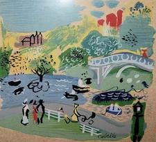 Charles Cobelle Original Vintage French Modernist Mid Century Gouache Painting