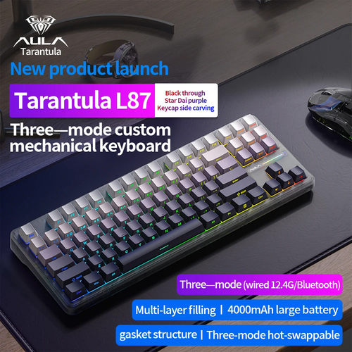 L87 Game Mechanical Keyboard 2.4G/USB/BT 5.0 Tri-Mode Wireless 87 Key PBT Gasket - Bild 11 von 16