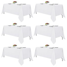 Fitable Tablecloths 70x120 in White 6 Pack Polyester Reusable for Wedding Party
