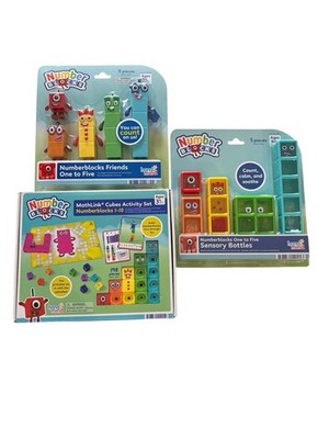 Numberblocks Bundle Lot Mathlink Cubes Activity Set +Friends 1-5+Sensory Bottles
