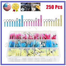 250x Heat Shrink Wire Connectors Electrical Ring Fork Spade Crimp Terminals Kit