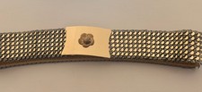 Vintage 1980  s Gold  Black Scaled Stretch Belt W/Flower Buckle Stretches To 30  