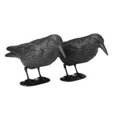 2PCS Black Crow Decoys with Feet and Pole Full Body Fake Crow - Realistic
