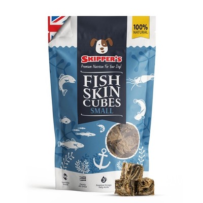 SKIPPER S Fischhaut Jerky Würfel sanft luftgetrocknet Hundeleckerli gesund & natürlich