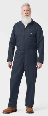 Dickies Men's Performance Coveralls Navy Flex Temp Control Polyester ~ XL Tall