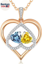 Christmas Gifts for Women Rose Gold Double Birthstone Necklace for Women, Person