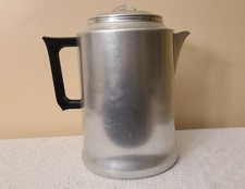 Vintage Aluminum Ware Stove Top Camping Coffee Pot Percolator 16 Cup Made In USA