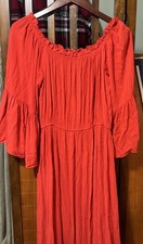 ASOS Peasant Dress Sz8 Cottage Core tiered Orange boho festival ruffles femme