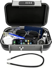 Eikovia Portable Lock Box with Code Small Travel Safe Lock Box for Phone NEW