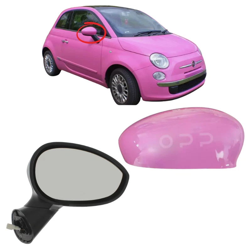 Espejo retrovisor eléctrico pintado rosa Barbie Rosso para Fiat 500 2008-2017 Foto 2 de 4
