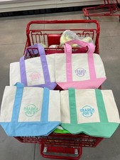Trader Joe  s Mini Pastel Canvas Tote Bag Set Of 4 Colors Limited New With Tag 