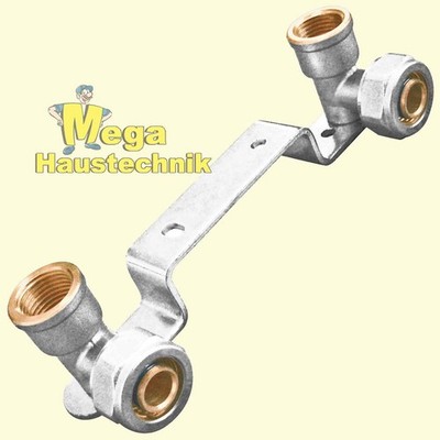 Schraubfitting Wandwinkel auf Montageplatte gekröpft Stichmaß 153mm Verbundrohr