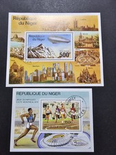 TIMBRE NIGER BLOC JEUX OLYMPIQUES N°13/16 CTO OBLITÉRÉ ANNULÉ 1976