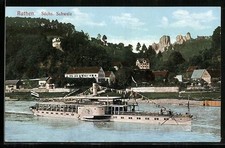 Rathen, Elbe-Dampfer Auguste Victoria passiert den Ort, Ansichtskarte 1912 