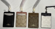 NEW NWT Coach Signature PVC ID Lanyard Card Case Khaki Pink White Black 63274