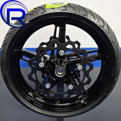 Harley Touring Blackout Helix Wheel NEW Rotors & Tire Package 2008+ HD Baggers