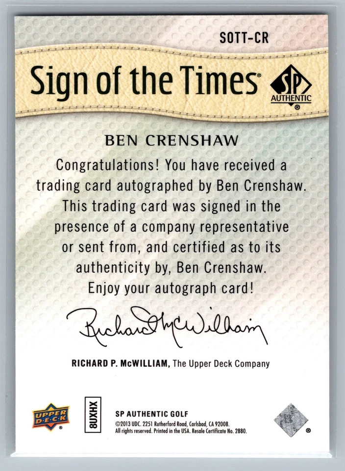 2014 SP Authentic #SOTT-CR Ben Crenshaw Auto - Image 2 of 2